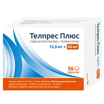 Купить: Телпрес Плюс 12,5 мг + 40 мг 56 таблетки