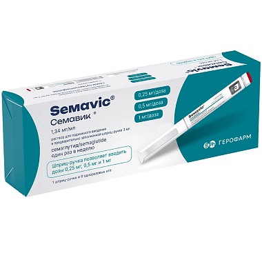 Купить Семавик 1,34 мг/мл 3 мл 1 шт раствор для подкожного введения шприц-ручка + иглы 9 шт