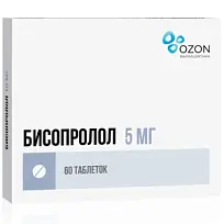 Купить: Бисопролол 5 мг 60 шт таблетки покрытые пленочной оболочкой