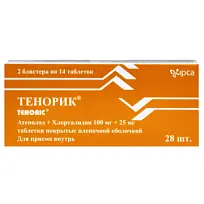 Купить: Тенорик 100 мг + 25 мг 28 шт таблетки покрытые пленочной оболочкой