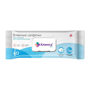 Купить Клинса 60 шт салфетки влажные по уходу за лежачими больными с клапаном