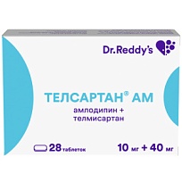Купить: Телсартан АМ 10 мг + 40 мг 28 шт таблетки