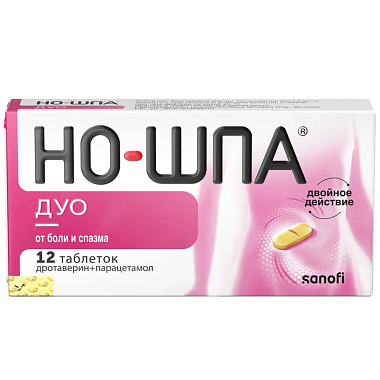 Купить Но-шпа Дуо 40 мг + 500 мг 12 шт таблетки