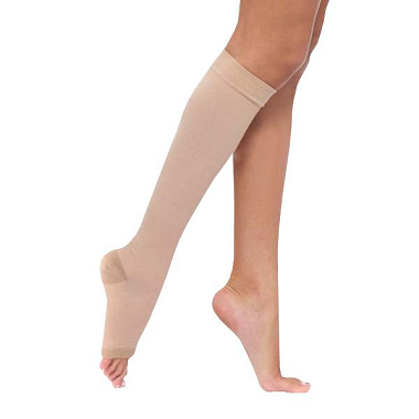 Купить Чулки 2 класс компрессии до колена ЦК размер 39-44 1 шт с открытым мысом кремовые