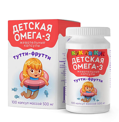 Купить Кук Ля Кук Детская Омега-3 Миролла 100 шт жевательные капсулы тутти-фрутти