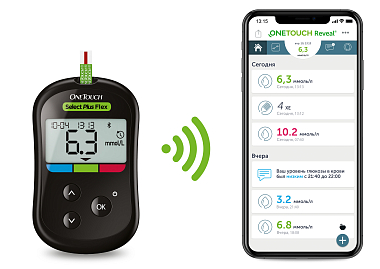 Купить OneTouch Select Plus Flex глюкометр система контроля уровня глюкозы в крови портативная