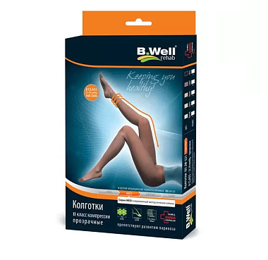 Купить B.Well колготки компрессионные 2 класс размер 2 Артикул JW-321 натуральные 22–32 мм рт. ст.