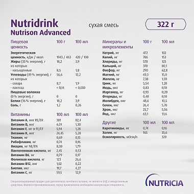 Купить Nutrison Nutridrink Advanced 322 г сухая смесь для энтерального питания