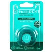 Купить: PresiDent 50 м нить зубная мятная с хлоргексидином вощеная