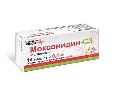 Купить Моксонидин-СЗ 0,4 мг 14 шт таблетки покрытые пленочной оболочкой