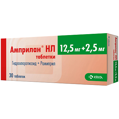 Купить Амприлан НЛ 12,5 мг + 2,5 мг 30 шт таблетки
