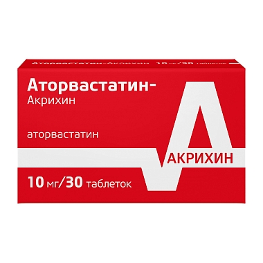 Купить Аторвастатин-Акрихин таб по 10мг №30