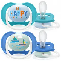 Купить: Philips Avent Ultra Air SCF080/13 2 шт соска-пустышка силиконовая ортодонтическая 0-6 мес для мальчиков