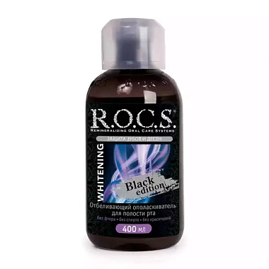 Купить Rocs Black Edition 400 мл ополаскиватель для полости рта отбеливающий
