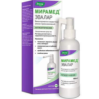 Купить Мирамед Эвалар 0,01 % 150 мл раствор для наружного и местного применения с насадкой-распылителем