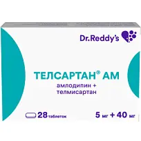 Купить: Телсартан АМ 5 мг + 40 мг 28 шт таблетки