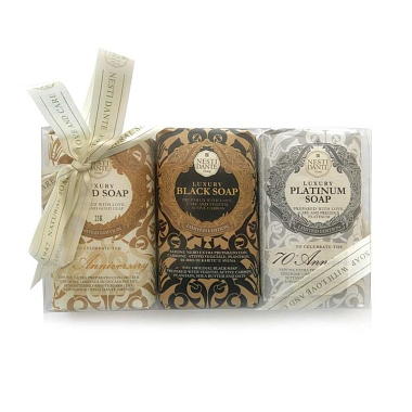 Купить Nesti Dante мыло натуральное 250 г 3 шт юбилейное золотое платиновое роскошное черное