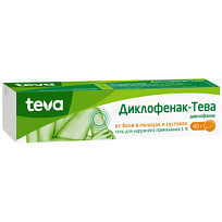 Купить: Диклофенак-Тева 1% 40 г гель для наружного применения