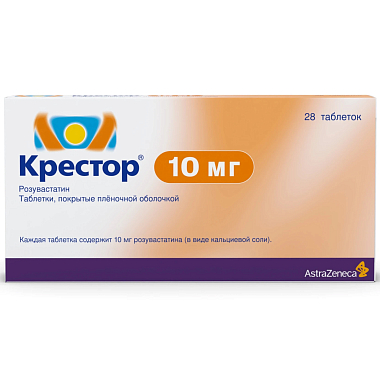 Купить Крестор 10 мг 28 шт таблетки покрытые пленочной оболочкой