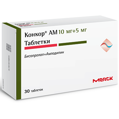 Купить Конкор АМ 10 мг + 5 мг 30 шт таблетки