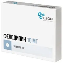 Купить: Фелодипин 10 мг 30 шт таблетки с пролонгированным высвобождением покрытые пленочной оболочкой