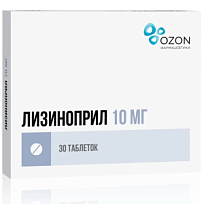 Купить: Лизиноприл 10 мг 30 шт таблетки