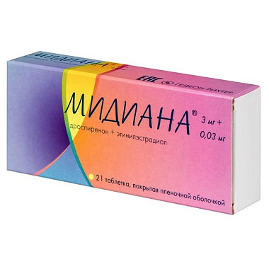 Купить Мидиана 3 мг + 0,03 мг 21 шт таблетки покрытые пленочной оболочкой