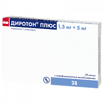 Купить: Диротон Плюс 1,5 мг + 5 мг 28 шт капсулы с модифицированным высвобождением