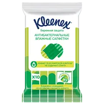 Купить: Kleenex 10 шт салфетки влажные антибактериальные