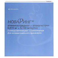 Купить: НоваРинг 15 мкг + 120 мкг 3 шт кольцо вагинальное с аппликатором