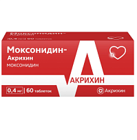 Купить: Моксонидин-Акрихин 400 мкг 60 шт таблетки покрытые пленочной оболочкой
