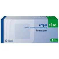 Купить: Аторис 40 мг 30 шт таблетки покрытые пленочной оболочкой