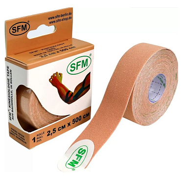 Купить SFM-plaster тейп кинезиологический 2,5 см × 500 см бежевый в рулоне