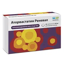 Купить: Аторвастатин Реневал 40 мг 30 шт таблетки покрытые пленочной оболочкой