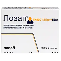 Купить: Лозап Плюс 12.5 мг + 50 мг 30 шт таблетки покрытые пленочной оболочкой