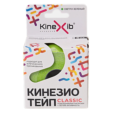 Купить Кинезио Тейп классик 5 см х 5 м лента кинезиологическая хлопок 100% светло-зеленая