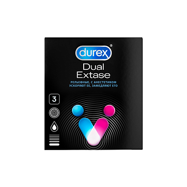 Купить Durex Dual Extase 3 шт презервативы с анестетиком