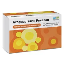 Купить: Аторвастатин Реневал таблетки покрытые пленочной оболочкой 10мг №90