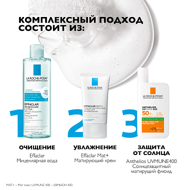 Купить La Roche-Posay Effaclar Ultra 400 мл вода мицеллярная для снятия макияжа с лица и глаз для жирной и проблемной кожи