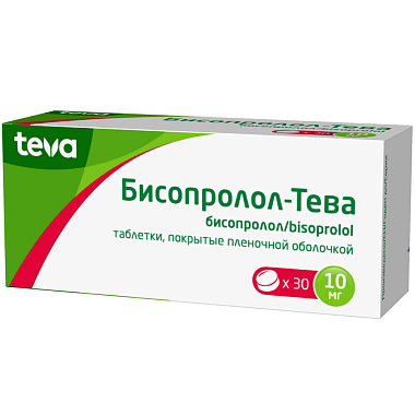 Купить Бисопролол-Тева 10 мг 30 шт таблетки покрытые пленочной оболочкой