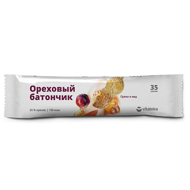 Купить Vitateka 35 г батончик-мюсли орех с медом + витамин С