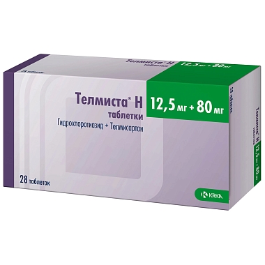 Купить Телмиста Н 12,5 мг + 80 мг 28 шт таблетки