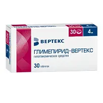 Купить: Глимепирид-Вертекс 4 мг 30 шт таблетки