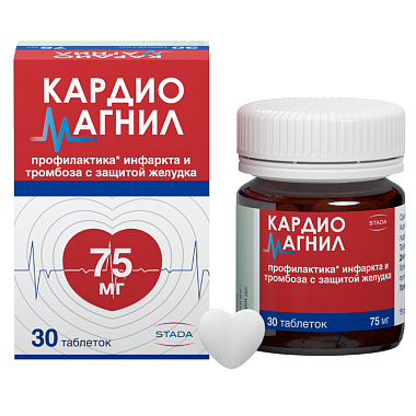 Купить Кардиомагнил 75 мг + 15,2 мг 30 шт таблетки покрытые пленочной оболочкой