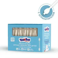Купить: Yokosun 100 шт ватные палочки для детей с ограничителем экологичные