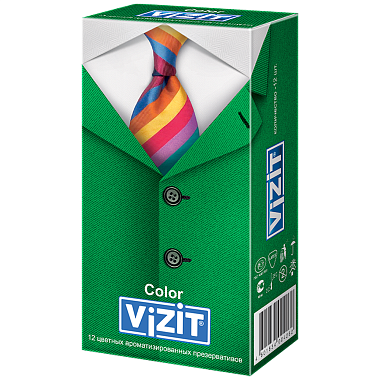 Купить Vizit Color 12 шт презервативы цветные ароматизированные