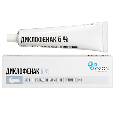 Купить Диклофенак 5 % 30 г гель для наружного применения туба