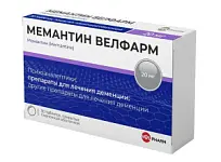 Купить: Мемантин Велфарм 20 мг 30 шт таблетки покрытые пленочной оболочкой