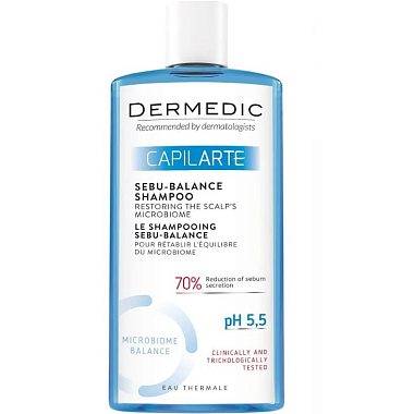 Купить Dermedic Capilarte 300 мл шампунь для жирных волос восстанавливающий микробиом кожи головы
