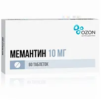 Купить: Мемантин 10 мг 60 шт таблетки покрытые пленочной оболочкой